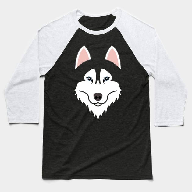 Siberian Husky dog face Baseball T-Shirt by ShirtBricks